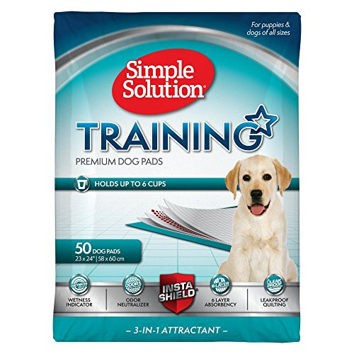 Simple Solution Training Puppy Pads - 6 Layer Dog Pee Pads  Absorbs Up to 6 Cups of Liquid - 23x24 Inches  50 Count