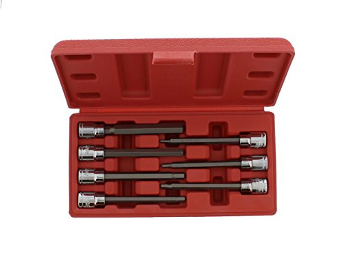 ABN Extra-Long Metric Socket 7-Piece Set, 3/8 Inch Drive  3mm, 4mm, 5mm, 6mm, 7mm, 8mm, 10mm CR-V Sockets, S2 Hex Bits