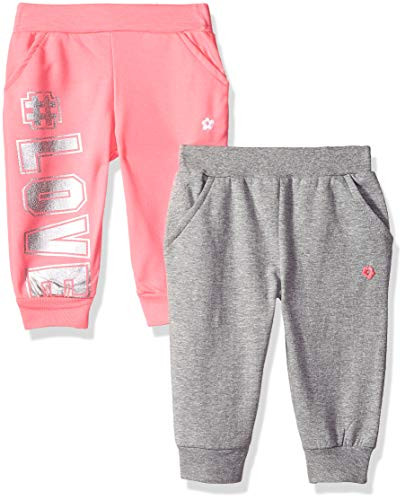 Limited Too Baby Girls 2 Pack Joggers Pants  neon Lithgt Pink-Light Heather Grey-Multi Color  12M