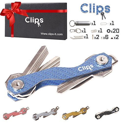 Smart Compact Key Holder Keychain - Made of Carbon Fiber & Stainless Steel- Pocket Organizer Up to 18 Keys- Lightweight, Strong-Key Gadget Includes Sim & Bottle Opener, Carabiner & More (Blue) Smart Compact Key Holder Keychain - Made of Carbon Fiber & Stainless Steel- Pocket Organizer Up to 18 Keys- Lightweight, Strong-Key Gadget Includes Sim & Bottle Opener, Carabiner & More (Blue)