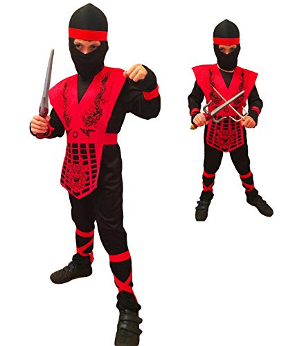 Shogun Ninja  Red Dragon Kids Costume -Size 8-10 years-
