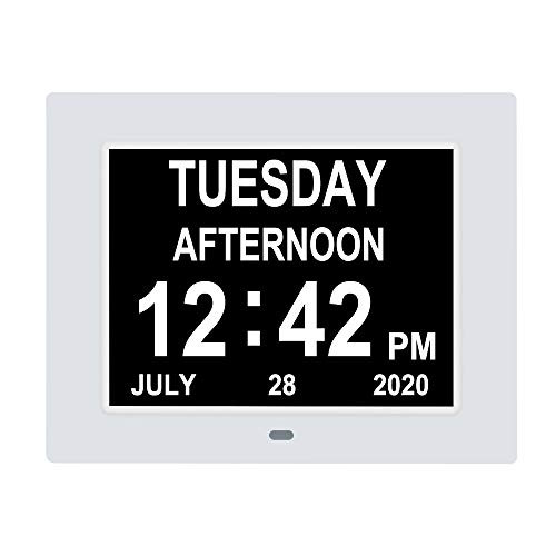 -Newest Version-Digital Calendar Day Clock Extra Large Display with Battery Backup and 8 Alarms for Dementia Alzheimer  Memory Loss Vision Impaired Seni