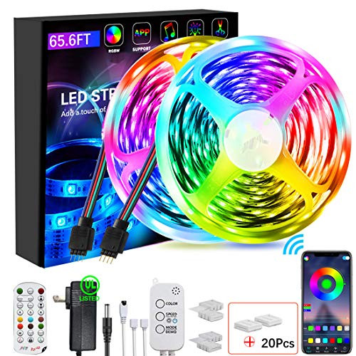 Weird Tails 65-6FT-20M LED Strip Lights RGB LED Light Strip Music Sync RGB LED Strip 5050 SMD Color Changing LED Strip Light Bluetooth Controller for Weird Tails 65-6FT-20M LED Strip Lights RGB LED Light Strip Music Sync RGB LED Strip 5050 SMD Color Changing LED Strip Light Bluetooth Controller for