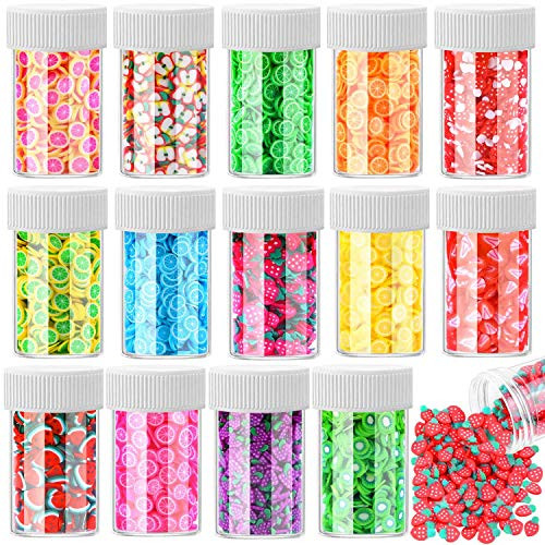 Acejoz 12000 Pcs Fruit Nail Art Slices 3D Polymer Slices Resin Charms Fruit Slices for Nail Art  Slime and Lip Gloss  15 Styles
