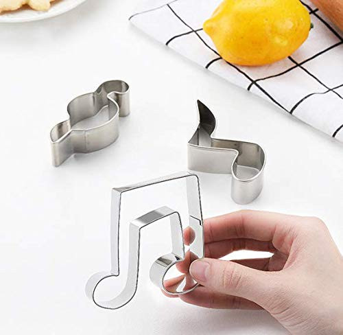 UgyDuky Music Notes Cookie Cutters Set - 8 PCS - G Clef  Eighth Note  Eighth Note  A Quarter Note  Piano  Violin and Guitar - Stainless Steel Cookie C
