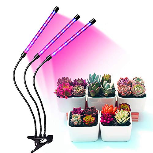 Grow Light 60 LED Tri Head Timing 5 Dimmable Levels Plant Grow Lights for Indoor Plants with Red Blue Spectrum  Adjustable Gooseneck  3 9 12H Timer  3
