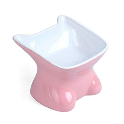 JUILE YUAN Raised Cat Food Bowl Elevated Slanted Kitten Bowl Cat Dish Bowl Ceramic Cat Pet Feeding Bowl Stable and Sturdy Design Comfortable an JUILE YUAN Raised Cat Food Bowl Elevated Slanted Kitten Bowl Cat Dish Bowl Ceramic Cat Pet Feeding Bowl Stable and Sturdy Design Comfortable an