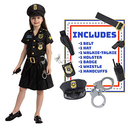Spooktacular Creations Child Girl Police Costume -Large-10-12 yr-- Black