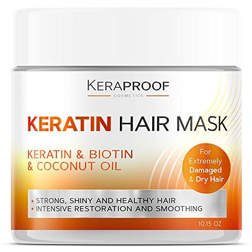 Keratin and Biotin Hair Mask - Best Deep Conditioner Treatment for Dry Damaged Color Treated and Curly Hair - D-Panthenol and Coconut Oil Vitamin Hair Com Keratin and Biotin Hair Mask - Best Deep Conditioner Treatment for Dry Damaged Color Treated and Curly Hair - D-Panthenol and Coconut Oil Vitamin Hair Com