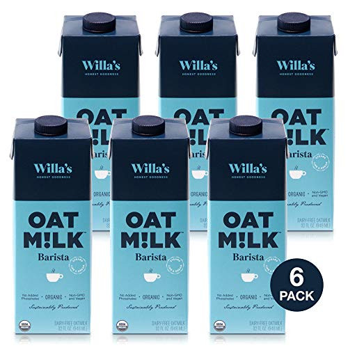 Pack of 6 -32 fl oz each- Willas Oat Milk  Organic  Creamy  Plant Based and Shelf Stable Barista Beverage