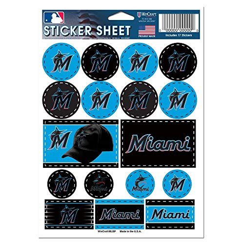 WinCraft MLB Miami Marlins Vinyl Sticker Sheet  5 x 7