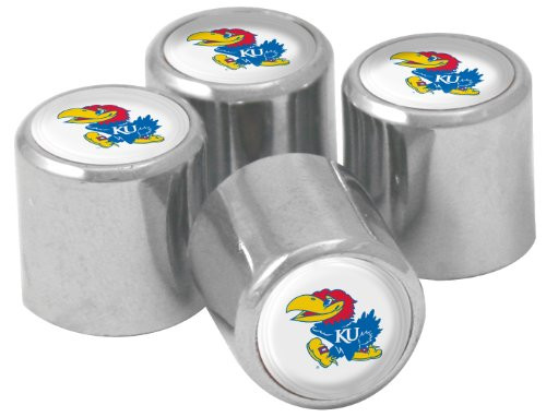 NCAA Kansas Jayhawks Metal Tire Valve Stem Caps  4-Pack