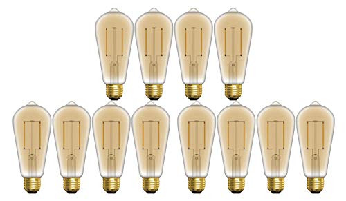 Set of 12 Dimmable LED Vintage ST19 Light Bulbs with Medium Base, 5-Watt, Soft White (12 Bulbs)