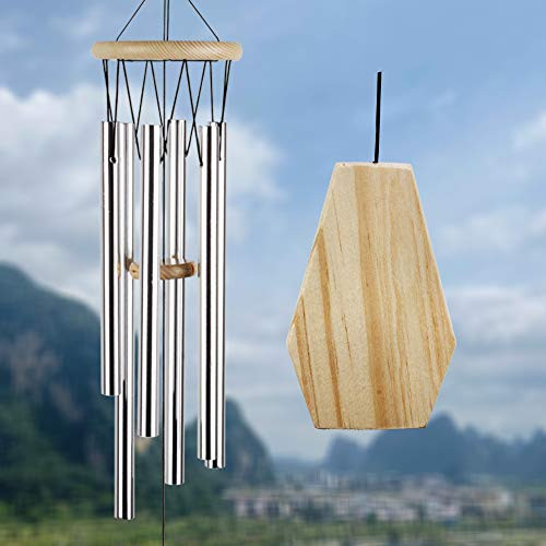 Wind Chimes Outdoor Deep Tone 35 Inch Memorial Wind Chime Wind Chimes with 6 Tuned Silver Tubes In Memory of Elegant Chime for Garden Patio Balc Wind Chimes Outdoor Deep Tone 35 Inch Memorial Wind Chime Wind Chimes with 6 Tuned Silver Tubes In Memory of Elegant Chime for Garden Patio Balc