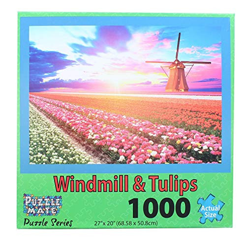 Puzzle Mate - Windmill and Tulips - 1000 Piece Jigsaw Puzzle