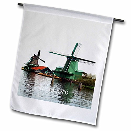 3dRose fl-80432-1 Windmills in Holland Garden Flag  12 by 18-Inch