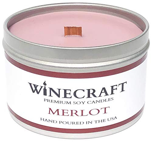 Soy Wax Aromatherapy Scented Candle - Wine Scent and Wooden Wick -Merlot-