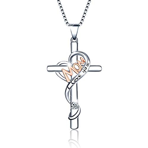 WINNICACA Cross Necklaces for Mom Sterling Silver I Love You Mom Necklaces for Women Birthday Gifts for Mom from Daughter Son WINNICACA Cross Necklaces for Mom Sterling Silver I Love You Mom Necklaces for Women Birthday Gifts for Mom from Daughter Son
