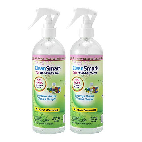 CleanSmart Toy Disinfectant Spray Kills 99-9 of Viruses and Bacteria  Rinse Free  16 oz Bottle  -Pack of 2-