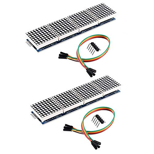Organizer 2pcs MAX7219 Dot Matrix Module for Arduino Microcontroller 4 in 1 Display with 5pin Line -Green-