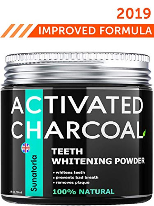 Activated Charcoal Teeth Whitening Powder - Product of UK by Sunatoria Natural Coconut Teeth Whitener Effective Remover Tooth Stains for a Natural Healthier Whiter Smile Improved 2019 Formula Activated Charcoal Teeth Whitening Powder - Product of UK by Sunatoria Natural Coconut Teeth Whitener Effective Remover Tooth Stains for a Natural Healthier Whiter Smile Improved 2019 Formula