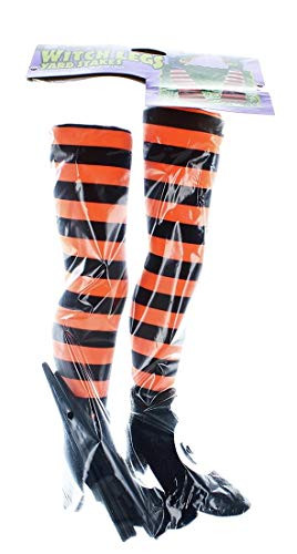 Fun World Striped Witch Legs Yard Stakes -Orange-