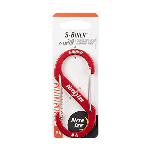 Nite Ize SBA4-10-R6 Dual Carabiner for Keys and Gear  Size 4  Red