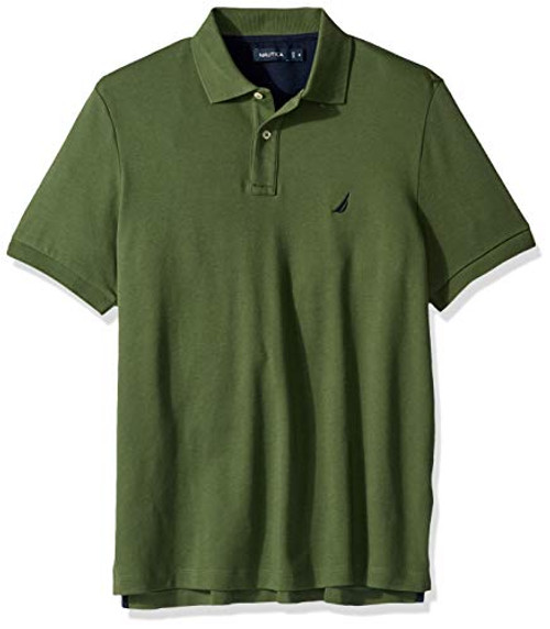 Nautica Mens Classic Fit Short Sleeve Solid Soft Cotton Polo Shirt  Pine Forest  Large