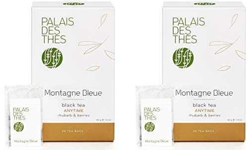 Palais des Thés Montagne Bleue  Black Tea with Rhubarb and Berries  40 Tea Bags -2 Pack-