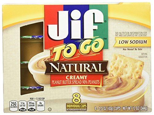 Jif To Go Natural Creamy Peanut Butter - 1-5 oz - 8 ct