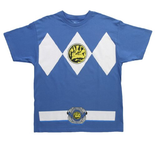 The Power Rangers Blue Rangers Costume Adult T-shirt Tee  Medium  Blue