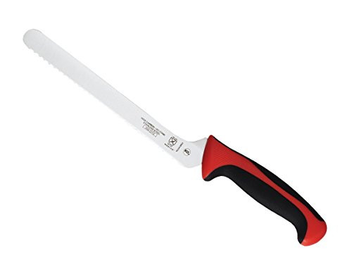Mercer Culinary Millennia 8-Inch Offset Wavy Edge Bread Knife  Red