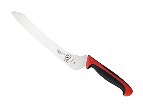Mercer Culinary Millennia 9-Inch Offset Wavy Edge Bread Knife  Red