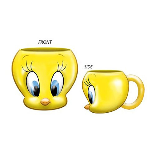 Silver Buffalo LT12313D Looney Tunes Tweety Face 3D Sculpted Ceramic Mug, 20-Ounces, Yellow