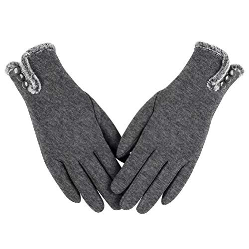 Womens Winter Warm Gloves With Sensitive Touch Screen Texting Fingers  Fleece Lined Windproof Gloves -Gray-M-