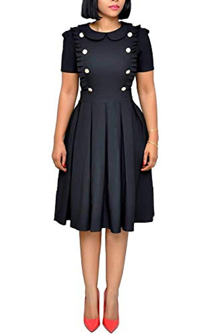 Womens Sleeveless Cowl Neck Summer Casual Flared Midi Tank Dress with Pocket Black