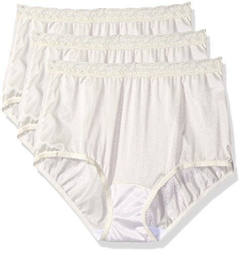 Shadowline Womens Panties-Low Rise Nylon Brief -3 Pack-  Ivory  6