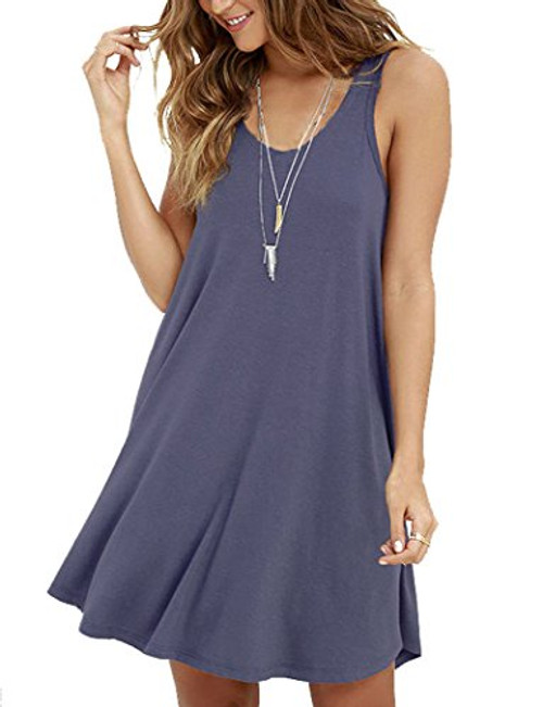 MOLERANI Womens Casual Swing Simple T-shirt Loose Dress  Large  Purple Grey