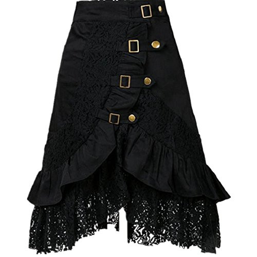 Taiduosheng Womens Steampunk Gothic Clothing Vintage Cotton Black Lace Skirts 2X-Large