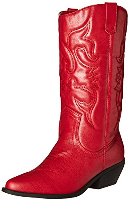 Soda Women Cowgirl Cowboy Western Stitched Boots Pointy Toe Knee High Reno-S -Reda  9-