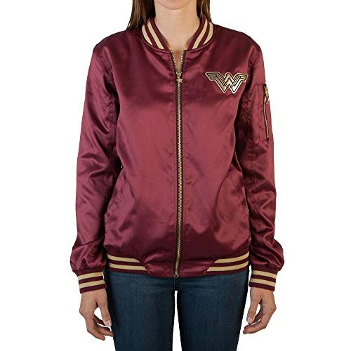 Bioworld Wonder Woman Bomber Jacket Wonder Woman Apparel Wonder Woman Clothing - Wonder Woman Jacket Wonder Woman Accessories-Small Burgundy