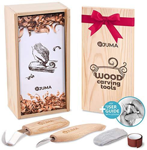Beginners Wood Carving Whittling Kit - Hobby Wood Craft Set - Chip Carving Knife Kit - Whittling Knife Kit - Spoon Carving - Wood Carving Tools Kit -