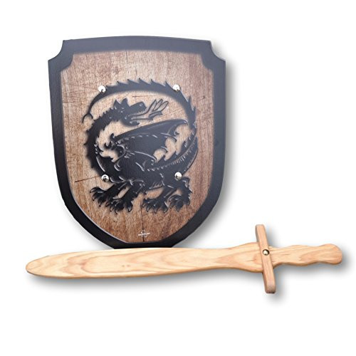 Wooden Sword and Dragon Shield Set