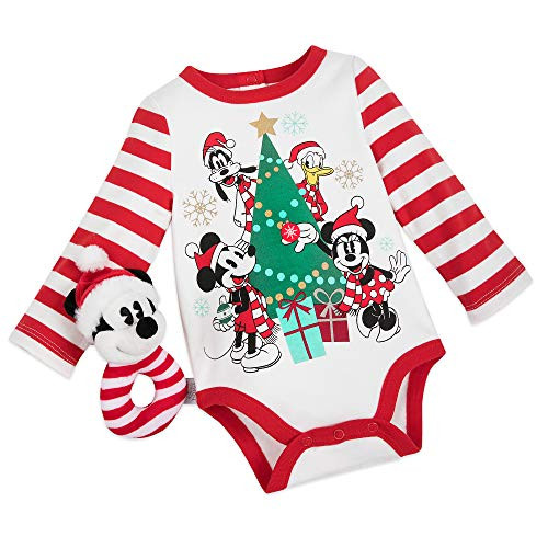 Disney Mickey Mouse and Friends Holiday Bodysuit and Rattle Set for Baby Size 6-9 MO Multi