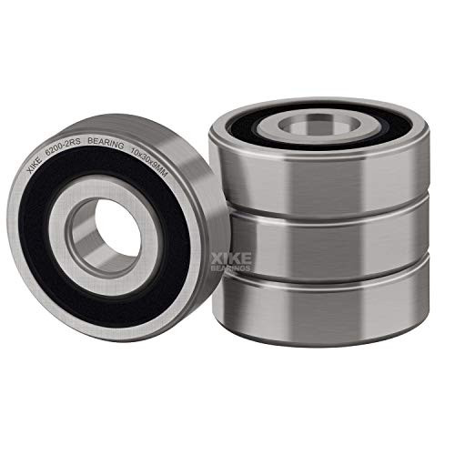 XiKe 4 Pcs 6200-2RS Double Rubber Seal Bearings 10x30x9mm Pre-Lubricated and Stable Performance and Cost Effective Deep Groove Ball Bearings- XiKe 4 Pcs 6200-2RS Double Rubber Seal Bearings 10x30x9mm Pre-Lubricated and Stable Performance and Cost Effective Deep Groove Ball Bearings-