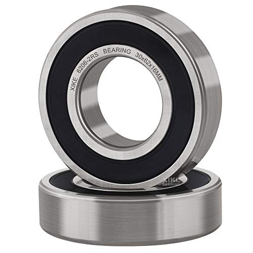 XiKe 2 Pcs 6206-2RS Double Rubber Seal Bearings 30x62x16mm Pre-Lubricated and Stable Performance and Cost Effective Deep Groove Ball Bearings- XiKe 2 Pcs 6206-2RS Double Rubber Seal Bearings 30x62x16mm Pre-Lubricated and Stable Performance and Cost Effective Deep Groove Ball Bearings-