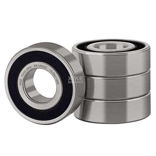 XiKe 4 Pcs 6202-2RS Double Rubber Seal Bearings 15x35x11mm Pre-Lubricated and Stable Performance and Cost Effective Deep Groove Ball Bearings XiKe 4 Pcs 6202-2RS Double Rubber Seal Bearings 15x35x11mm Pre-Lubricated and Stable Performance and Cost Effective Deep Groove Ball Bearings
