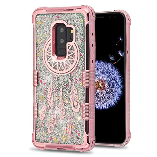 MyBat Cell Phone Case for Samsung Galaxy S9 Plus - Rose Gold Dreamcatcher/Silver Sparkles