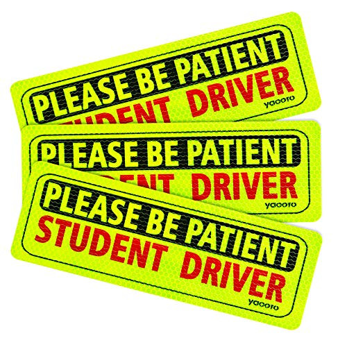 Yacoto 3 Pcs Student Driver Magnet for Car Safety Sign Vehicle Bumper Magnet - Car Reflective Vehicle Sign Sticker Bumper for New Driver