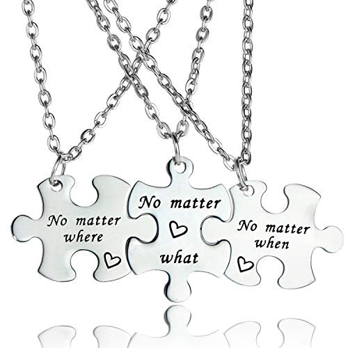 YEEQIN Bset Friend Necklaces for 3 No Matter Where What and When Friendship Gifts for Sisters for 3 -Necklace Style-